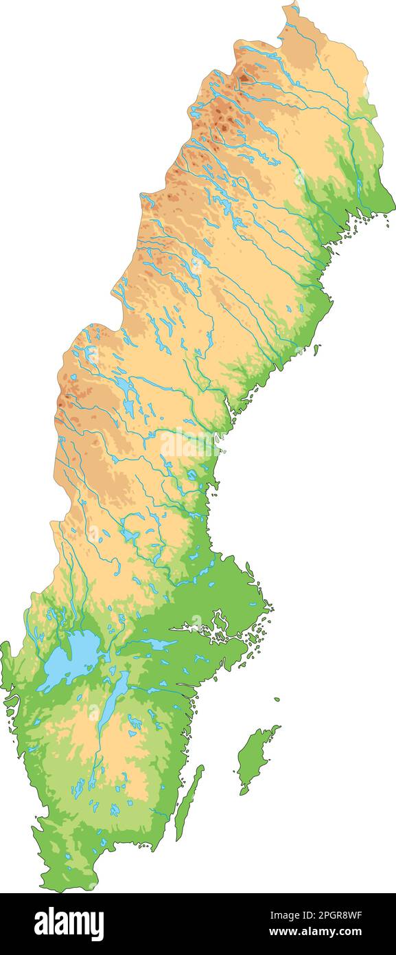 High Detailed Sweden Physical Map Stock Vector Image Art Alamy High Detailed Sweden Physical Map 2PGR8WF 