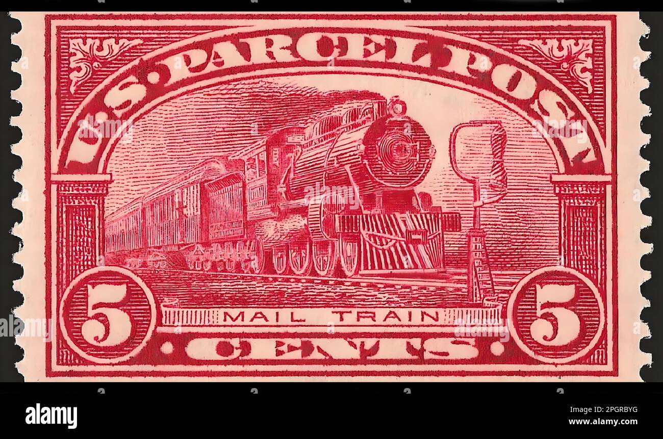 Stamp print in USA, Mail Train Stock Photo Alamy