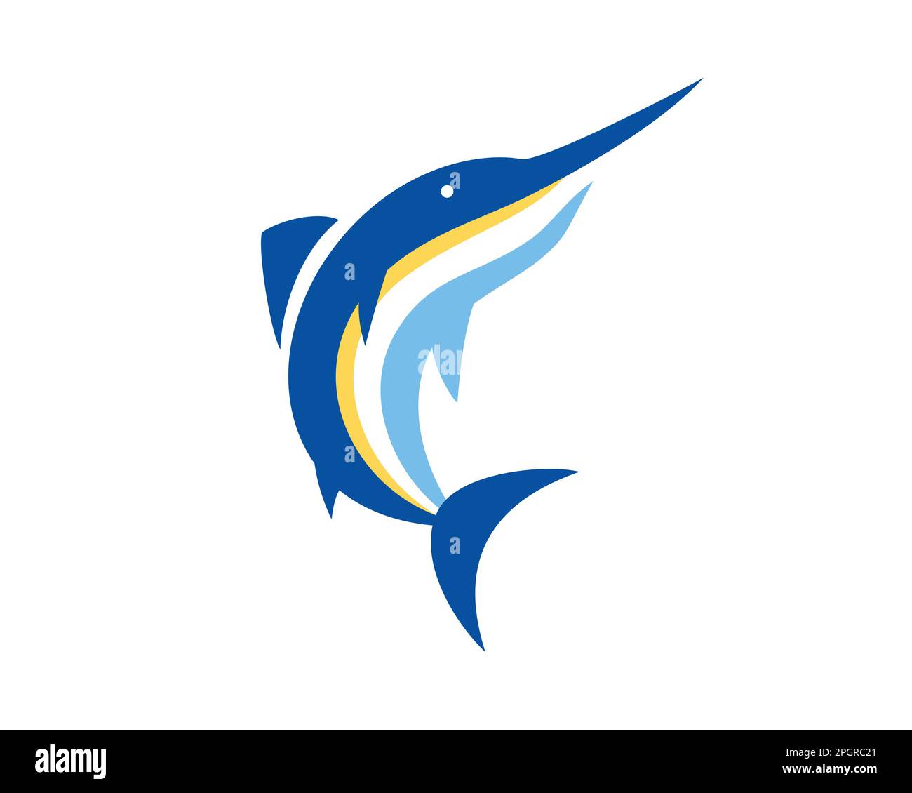 Jumping Swordfish visualized with Simple Illustration Stock Vector