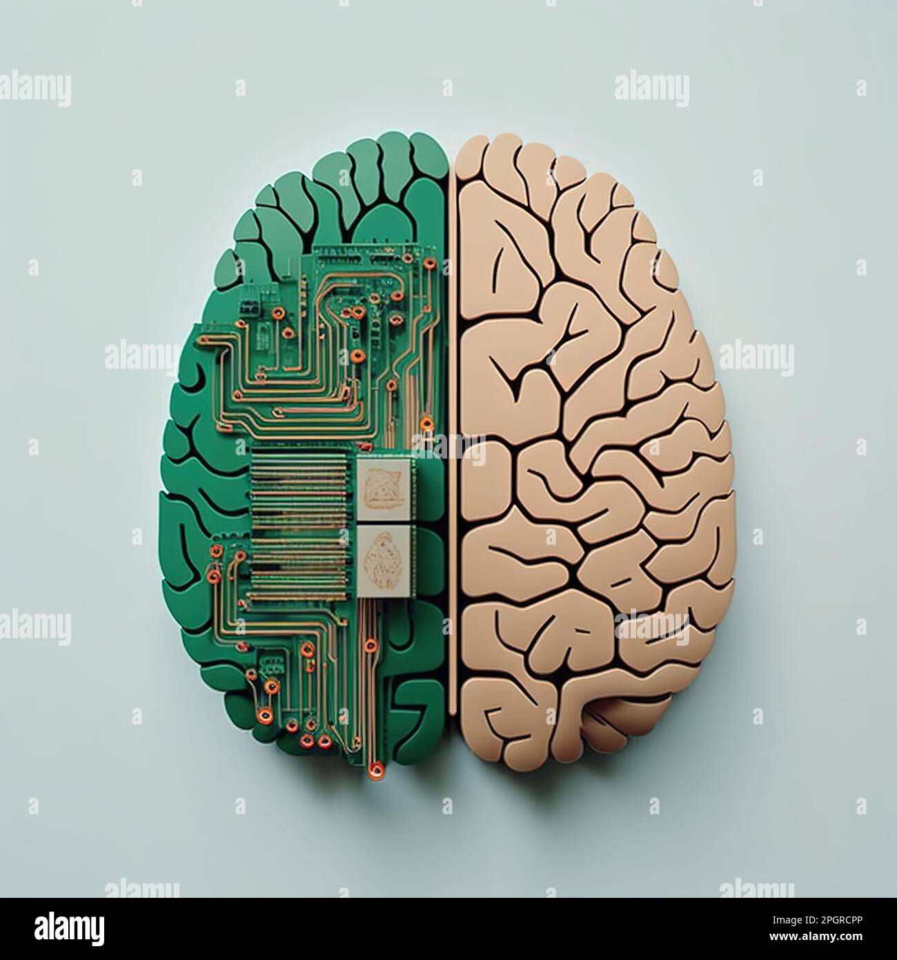 Synapse of Life and Artificial Intelligence Stock Photo