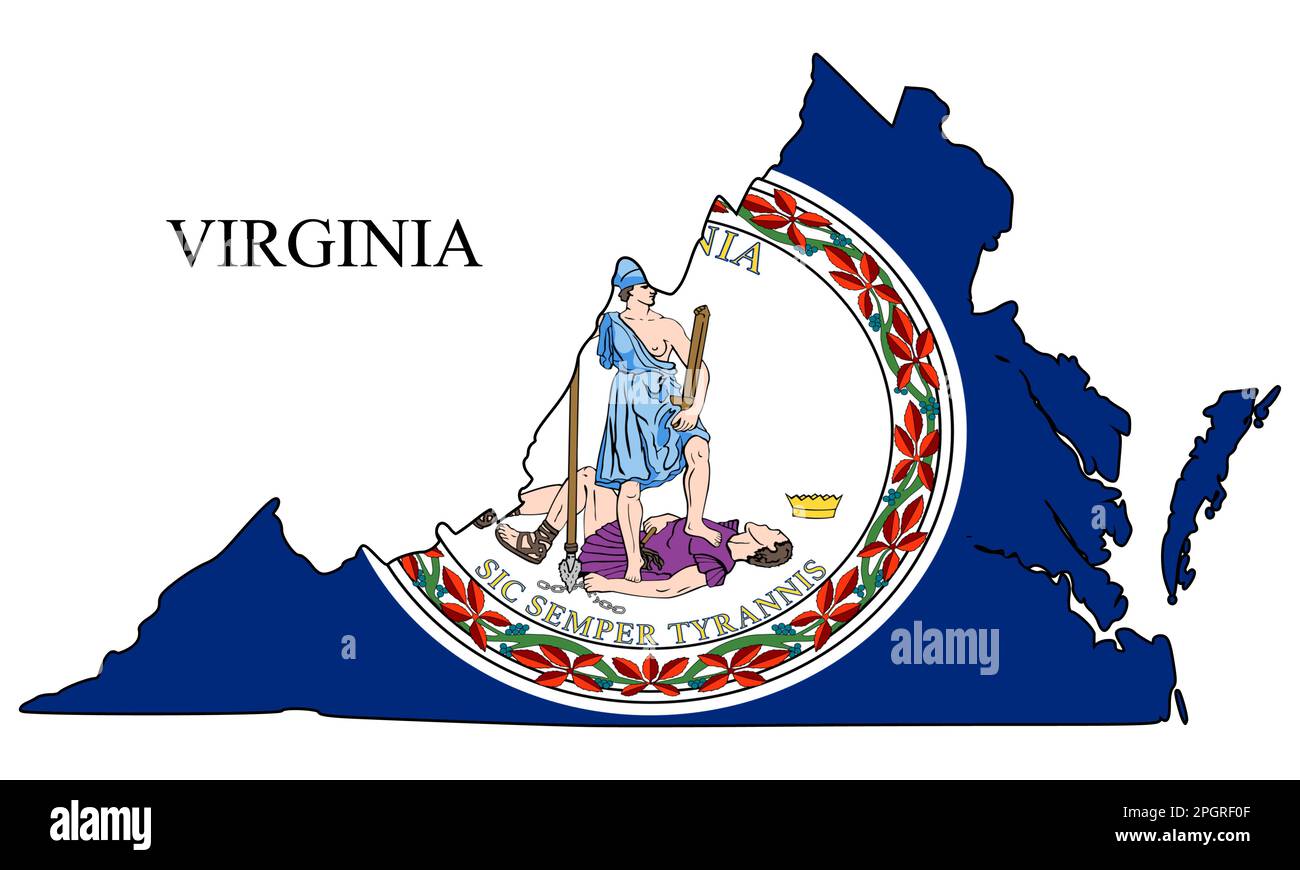 Virginia map vector illustration - Virginia Map Vector Illustration Global Economy State In America North America United States America Usa 2PGRF0F 