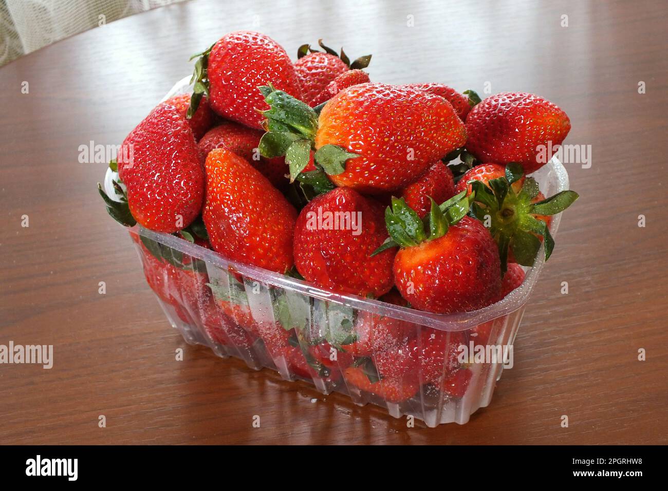 Fresh strawberries from the Riga supermarket. Strawberries of the