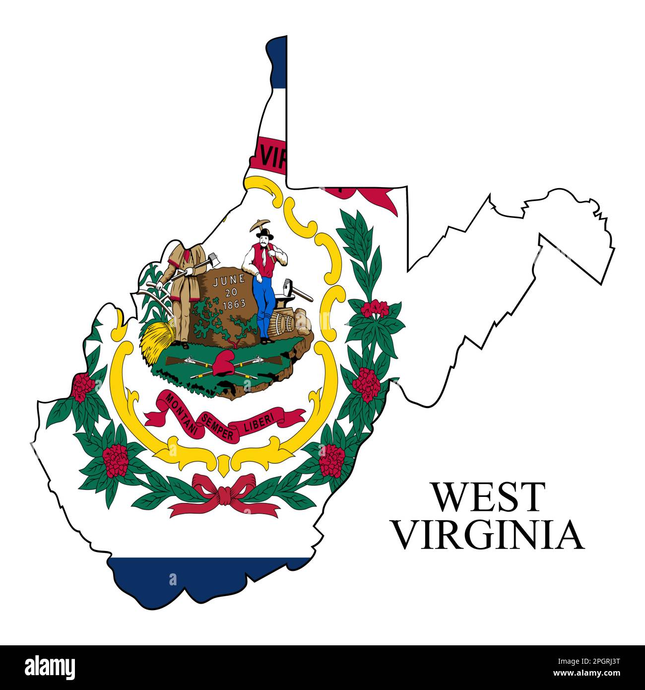 West Virginia map vector illustration - West Virginia Map Vector Illustration Global Economy State In America North America United States America Usa 2PGRJ3T 