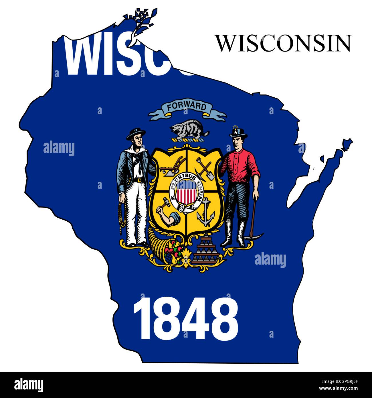 Wisconsin map vector illustration. Global economy. State in America. North America. United States. America. U.S.A Stock Vector