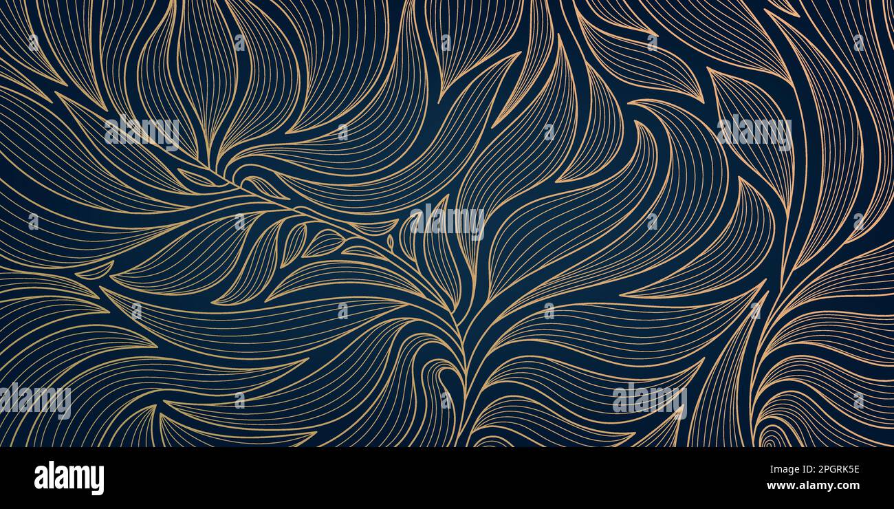 Vector golden leaves botanical modern, art deco wallpaper background ...