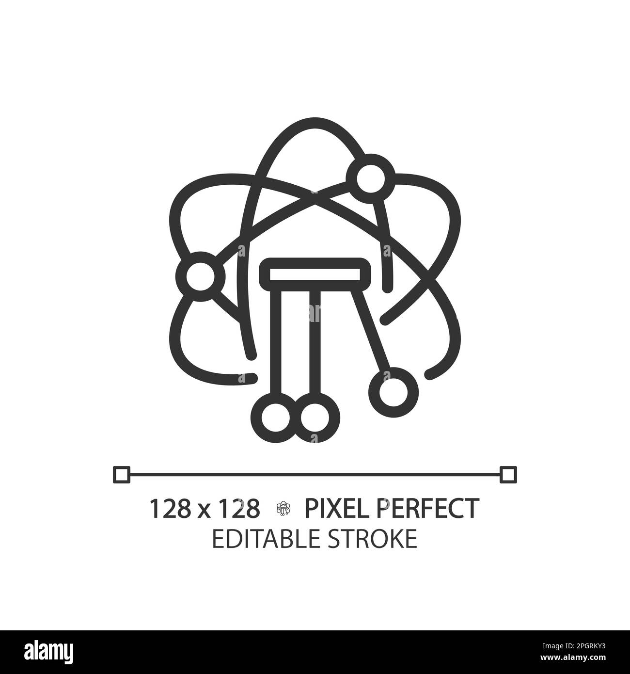 STEM in physics pixel perfect linear icon Stock Vector
