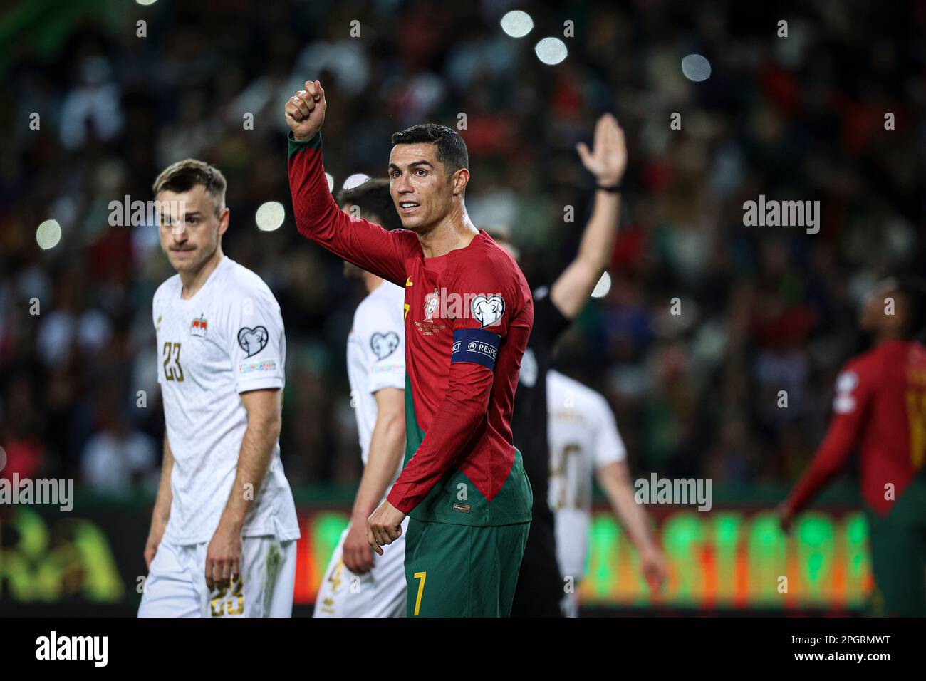 March 23, 2023. Lisbon, Portugal. Portugal's and Al Nassr forward Cristiano  Ronaldo (7) in action during the 1st Round of Group J for the Euro 2024  Qualifying Round, Portugal vs Liechtenstein Credit