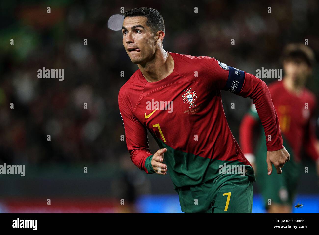 March 23, 2023. Lisbon, Portugal. Portugal's and Al Nassr forward Cristiano  Ronaldo (7) in action during the 1st Round of Group J for the Euro 2024  Qualifying Round, Portugal vs Liechtenstein Credit