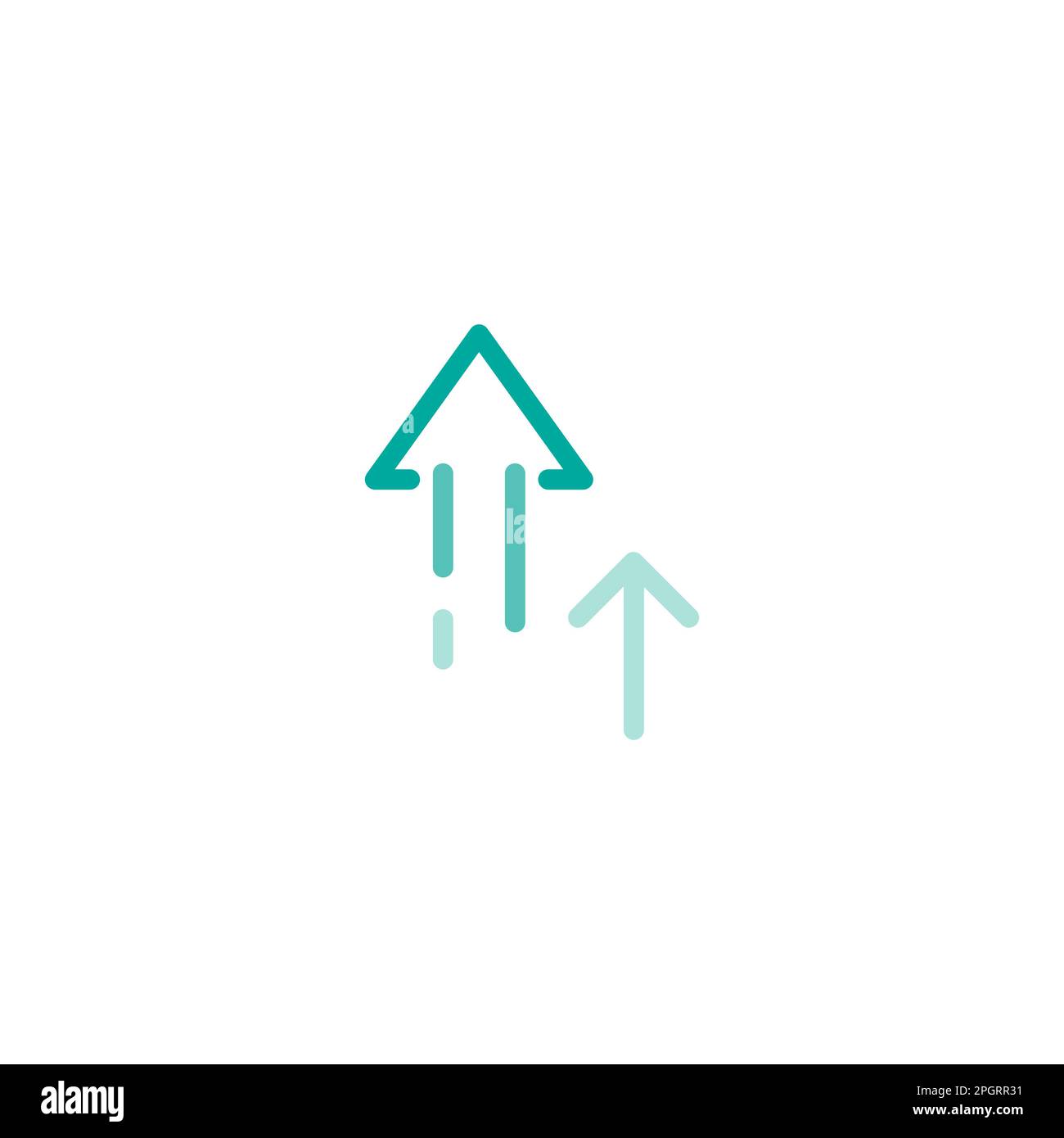 two blue arrows up on white background. Launch, upgraid icon. Creative ...