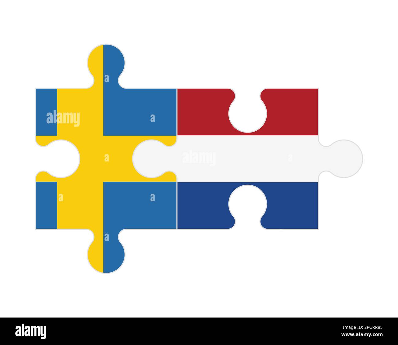 Connected puzzle of flags of Sweden and Netherlands, vector Stock Vector