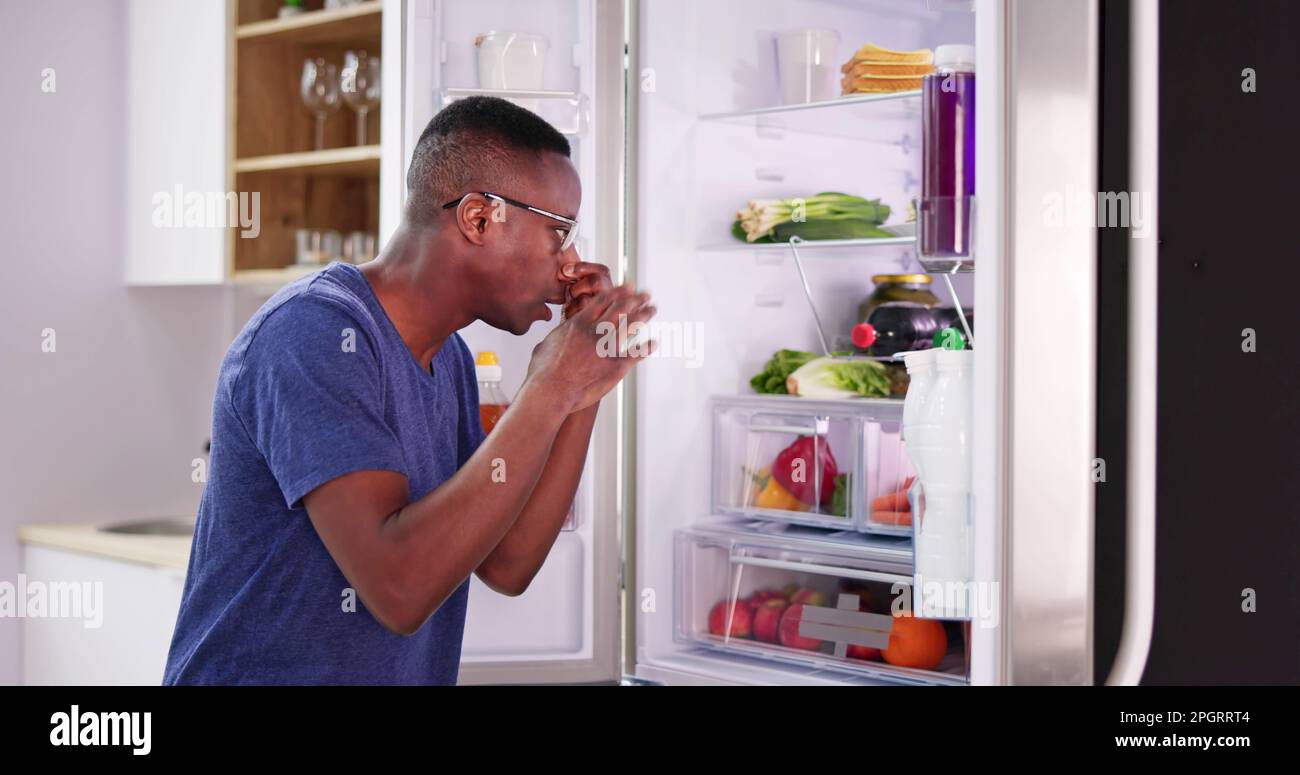 Rotten Food Bad Smell Or Stink In Refrigerator Or Fridge Stock Photo