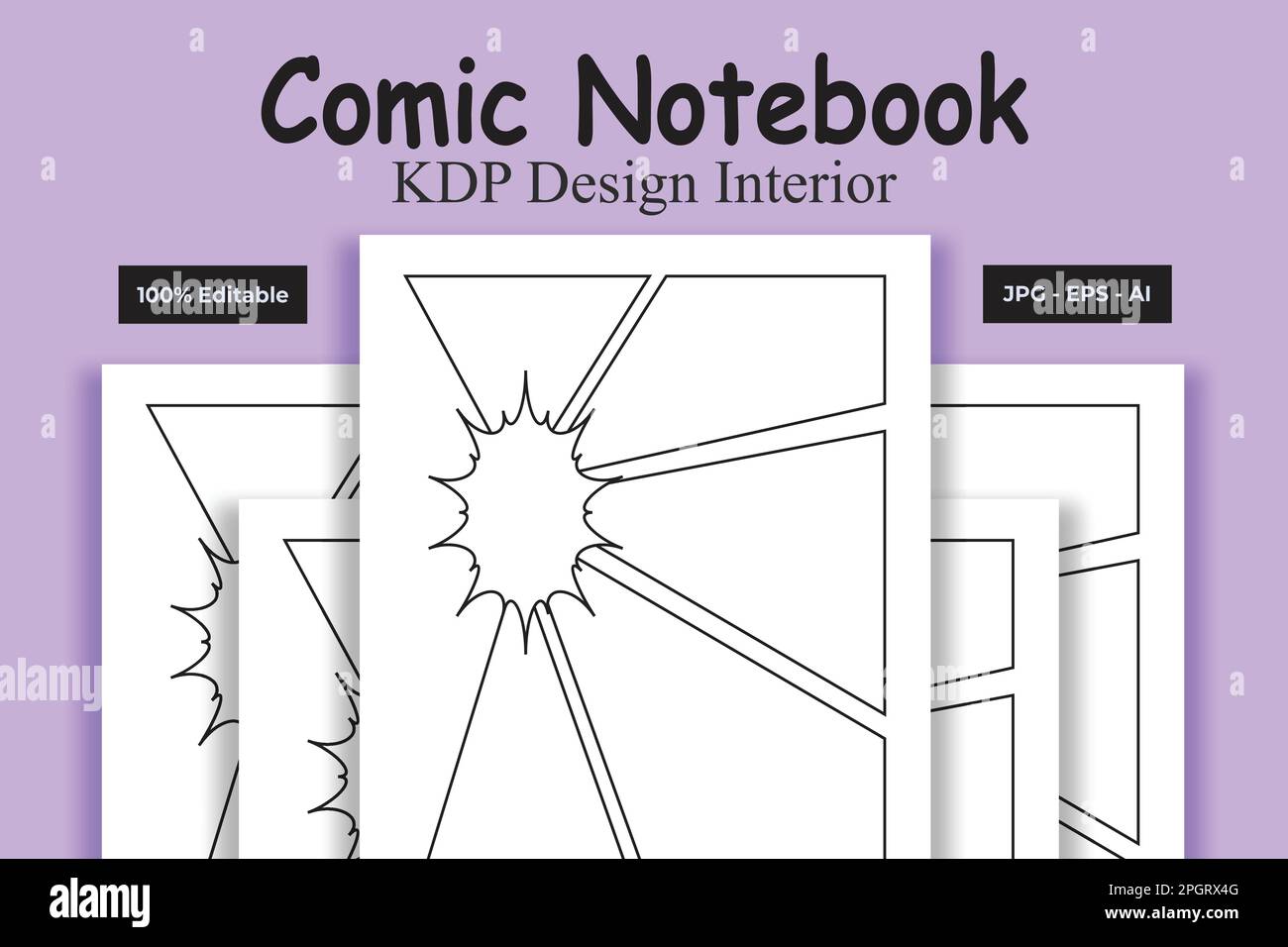 Comic Notebook KDP Interior Low and No Content Book Stock Vector