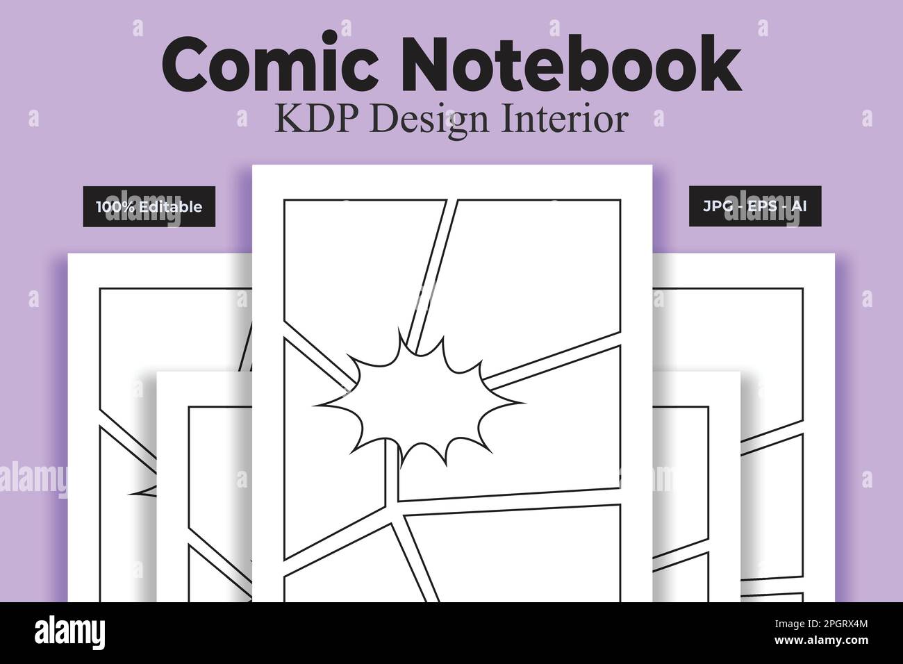 Comic Notebook KDP Interior Low and No Content Book Stock Vector