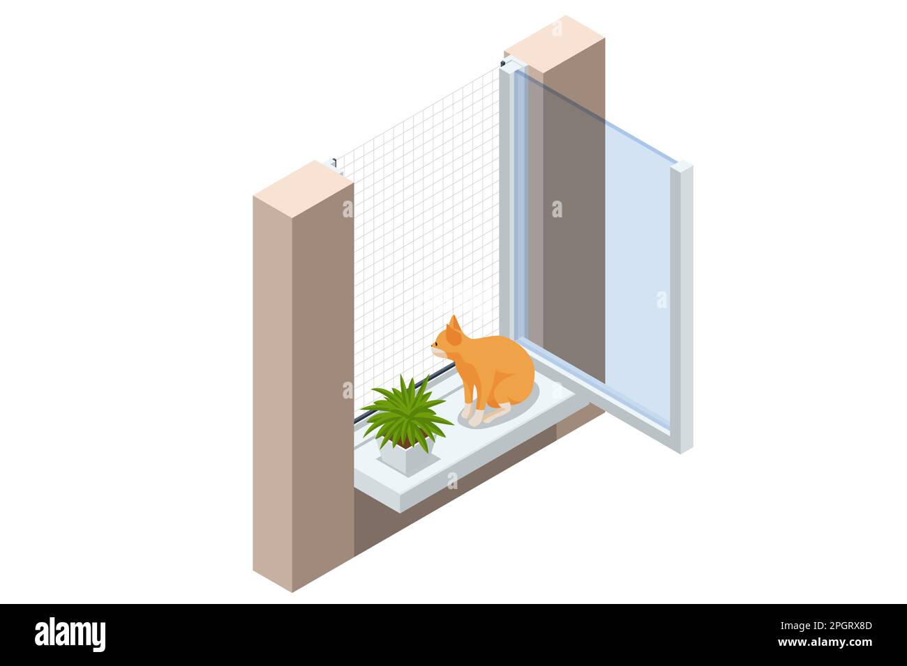 Isometric Anticat mesh. Cat proof window screens, your pet cat