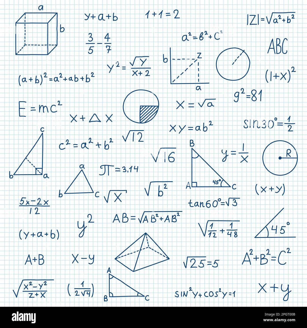 Hand Drawn Math Symbols Icon In Flat Style Mathematics Formula Vector