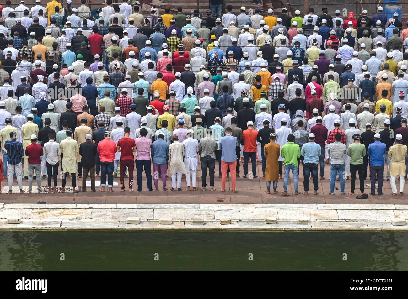 New Delhi, Delhi, India. 24th Mar, 2023. Muslim devotees offer First Friday prayers of the holy month of Ramadan at Jama Masjid, in the old quaters of New Delhi, India on March 24, 2023. (Credit Image: © Kabir Jhangiani/ZUMA Press Wire) EDITORIAL USAGE ONLY! Not for Commercial USAGE! Stock Photo
