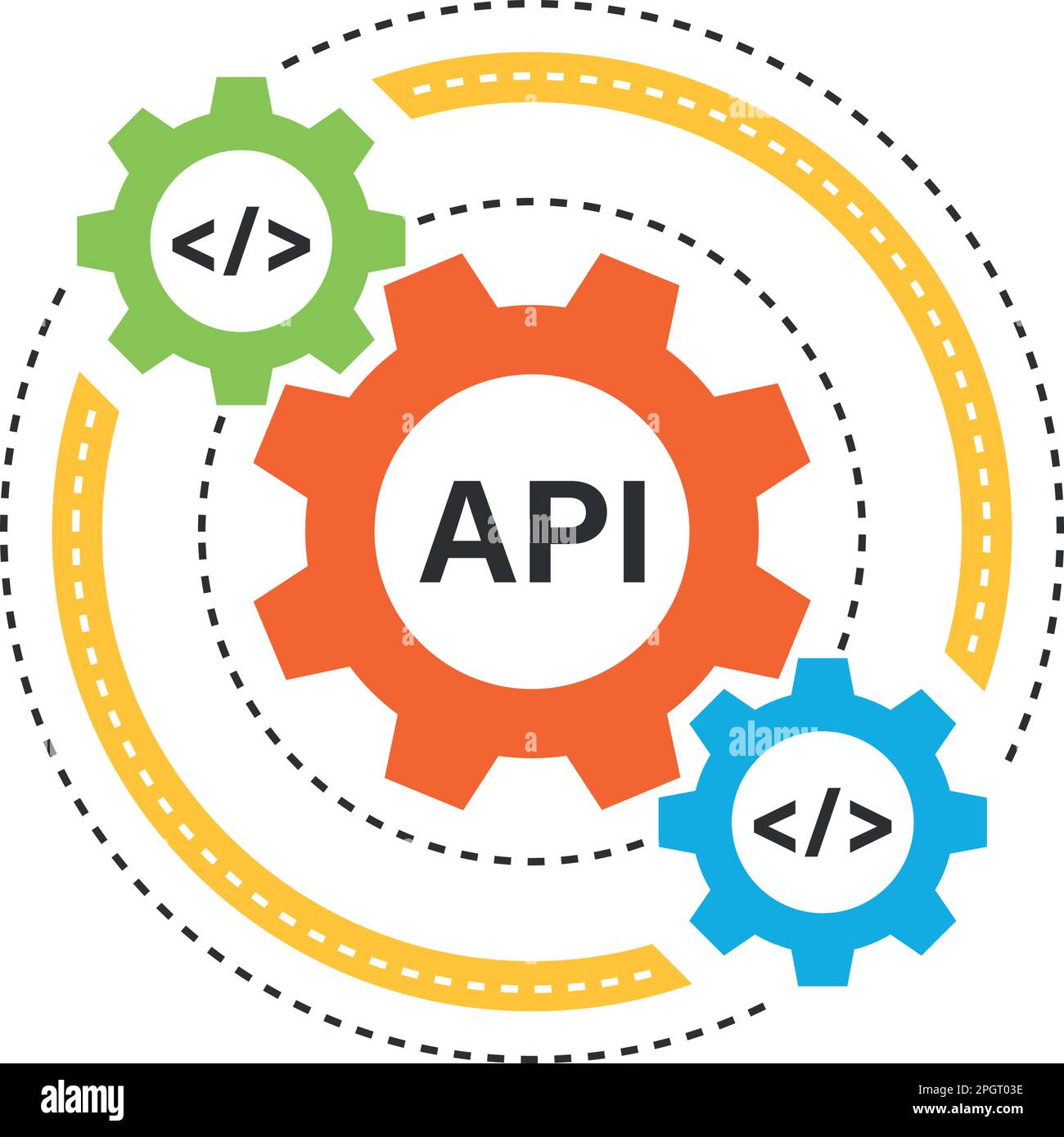 API icon in flat style. Software integration vector illustration on ...