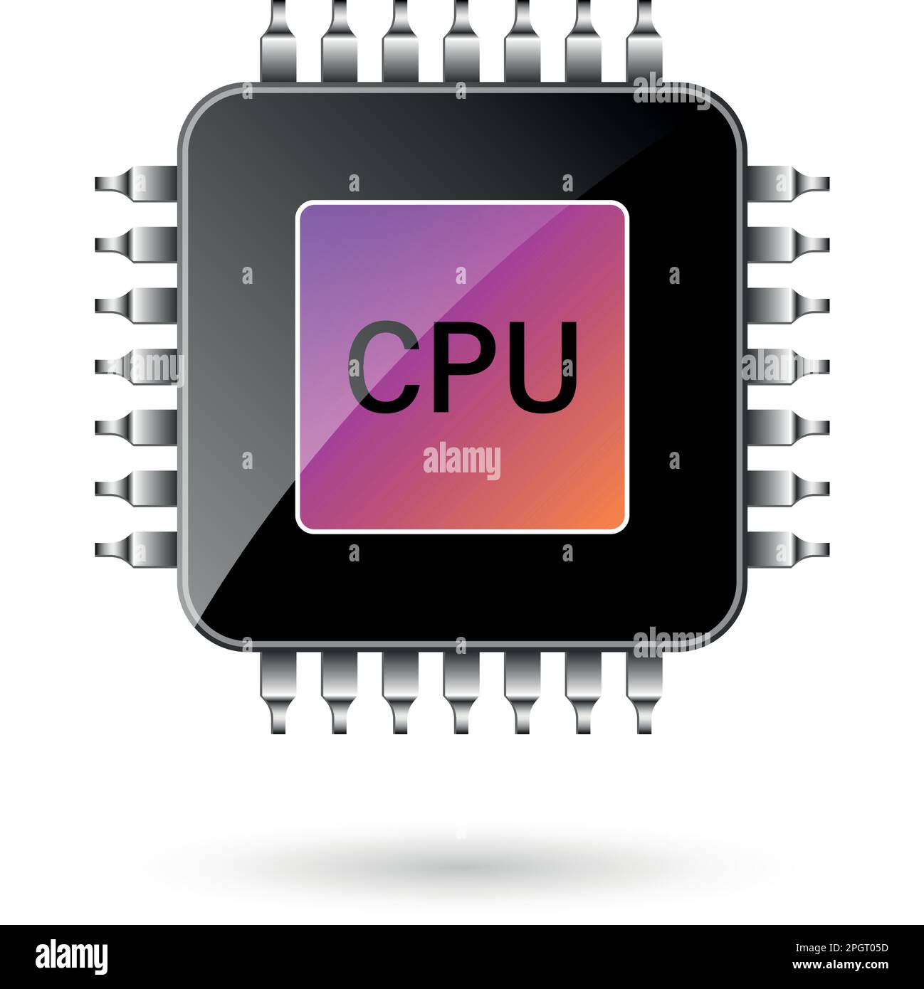 CPU for computer and smartphone icon in flat style. Processor chipset ...