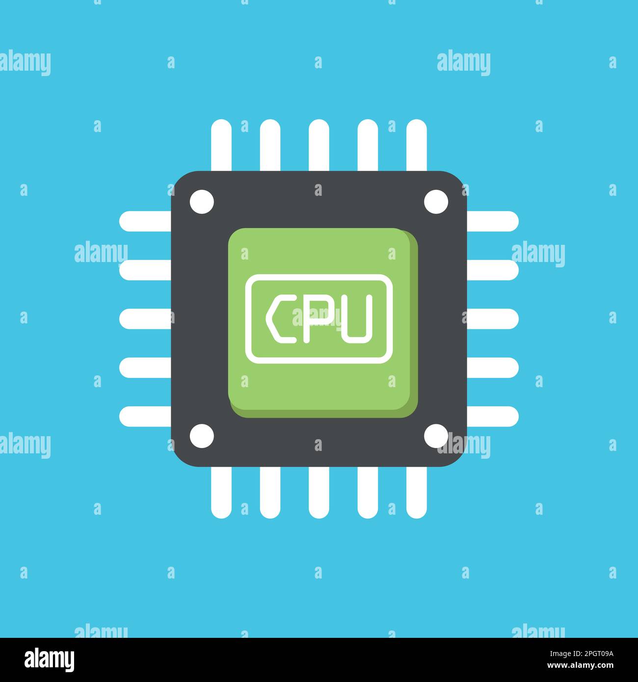CPU for computer and smartphone icon in flat style. Processor chipset ...