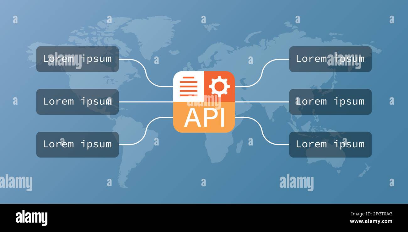 API icon in flat style. Software integration vector illustration on ... image.
