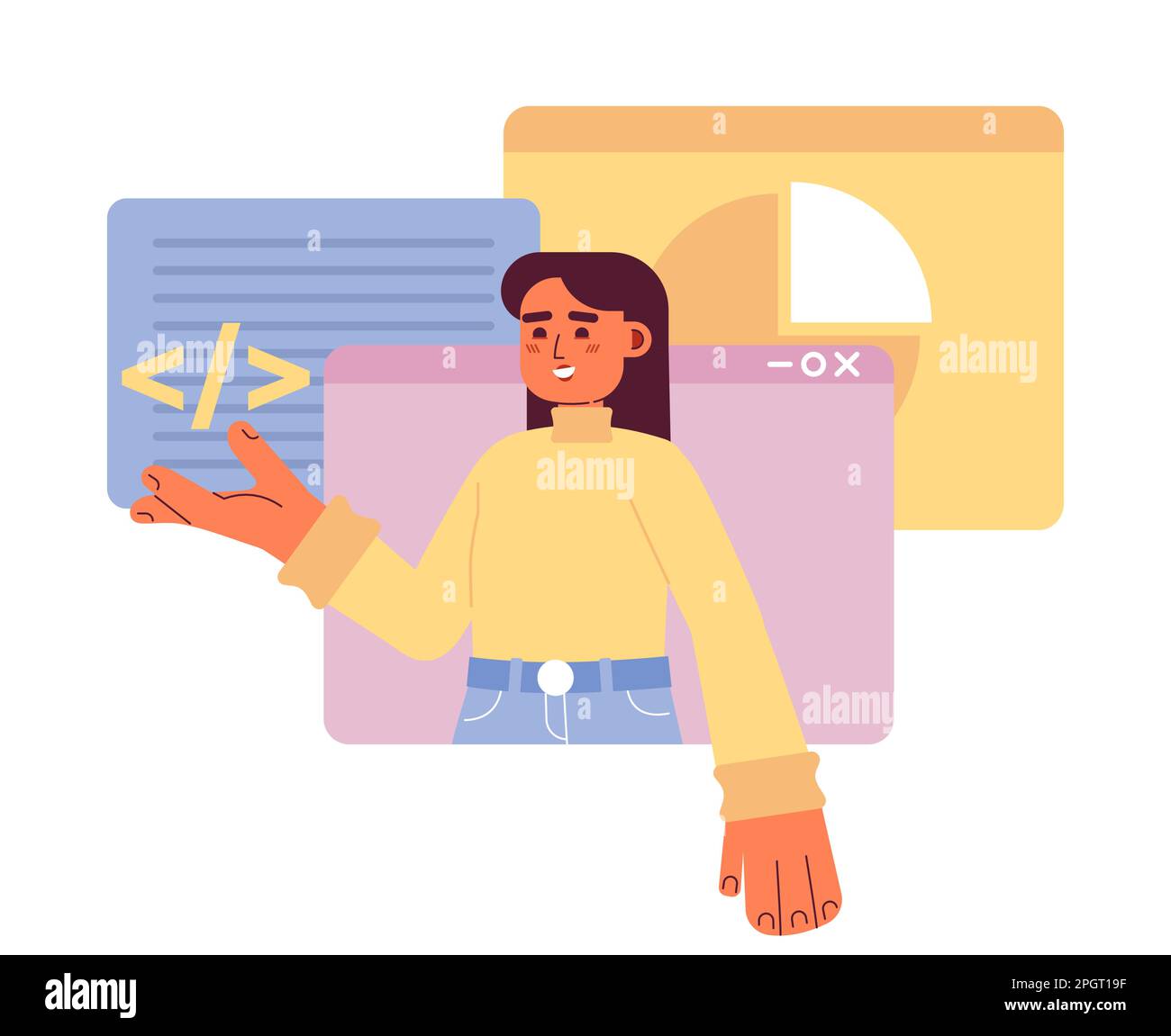 Web development online courses flat concept vector spot illustration Stock Vector