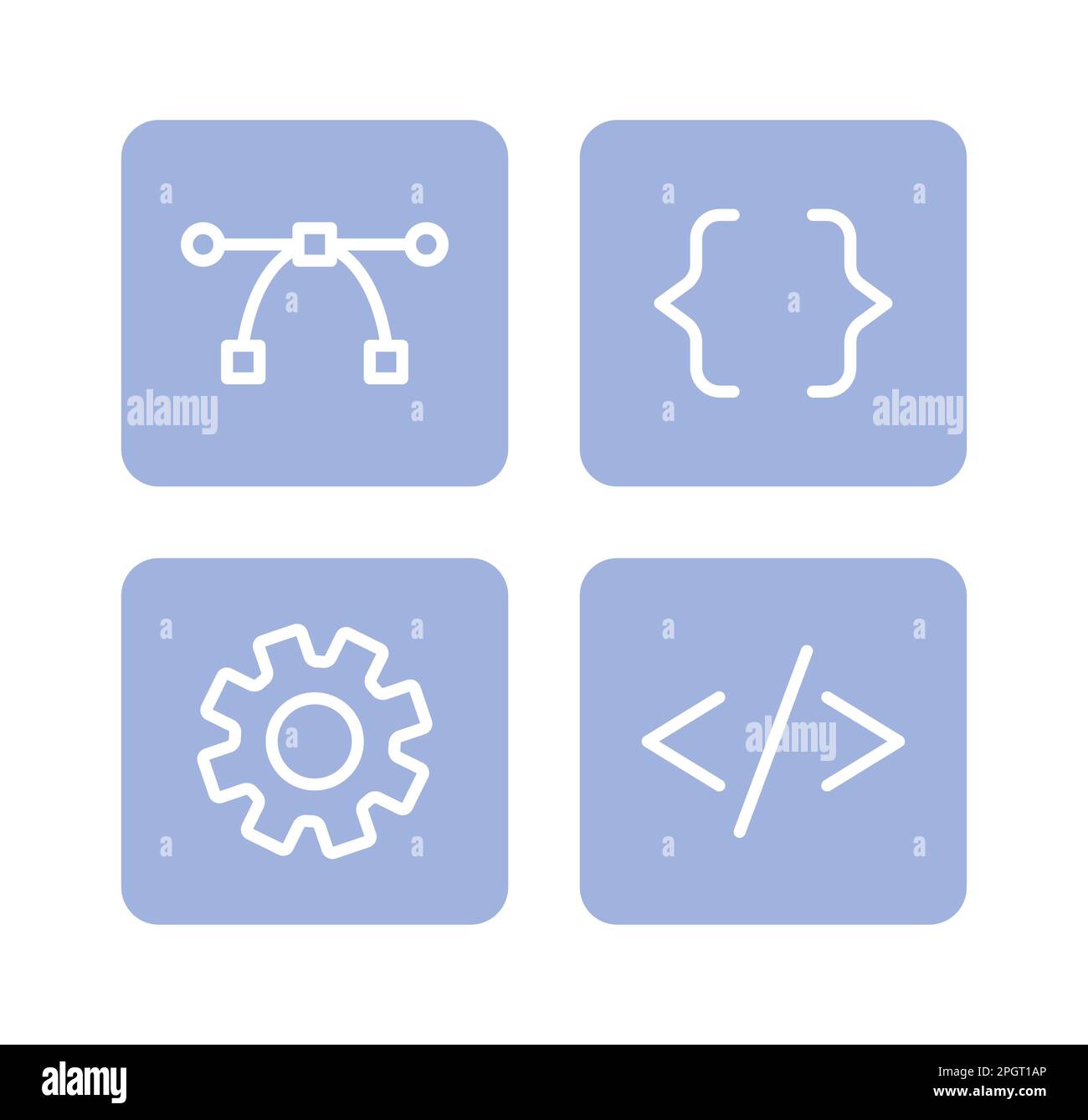 Website, app development buttons semi flat color vector icons pack Stock Vector