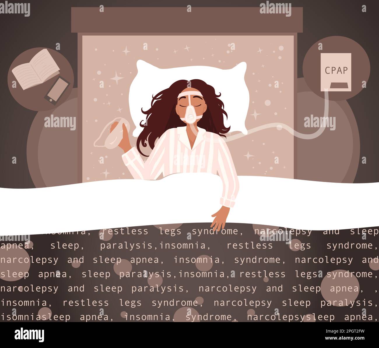 Woman in mask sleeping with Cpap, sleep apnea Stock Vector Image & Art Alamy