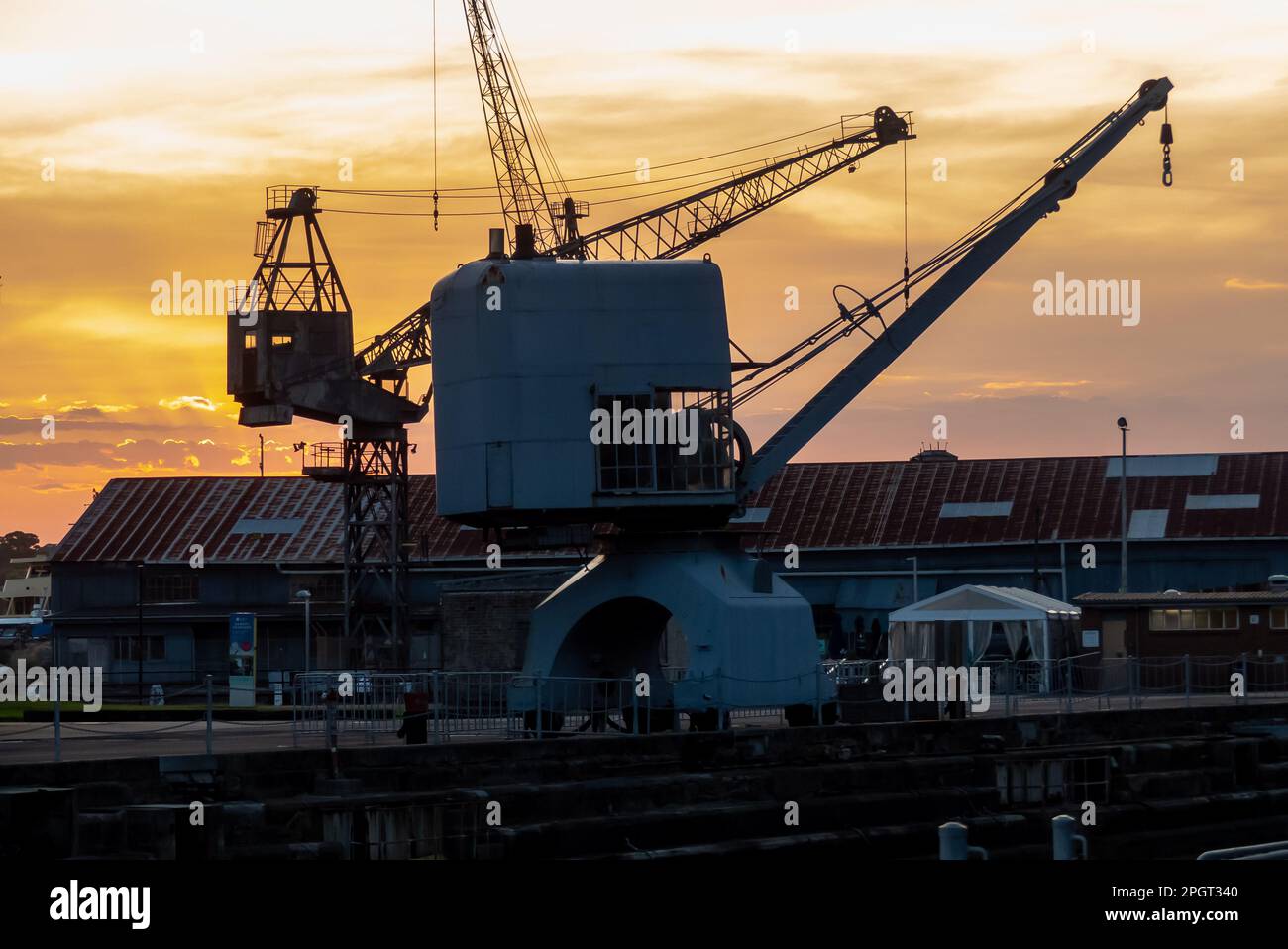 Cockatoo Island in Sydney Harbour: old industrial facilities Stock Photo