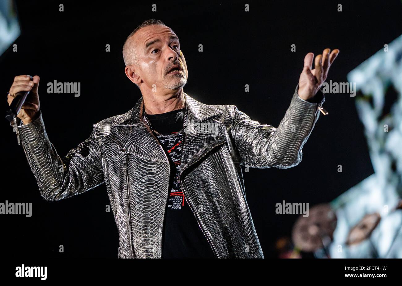 Stuttgart, Germany. 23rd Mar, 2023. The Italian singer Eros Ramazzotti gives a concert in the