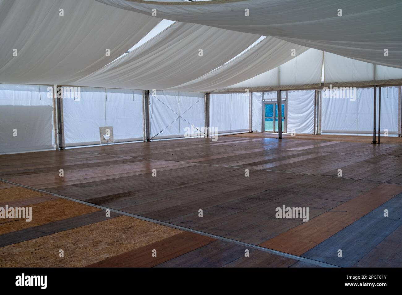 The interior of an airy, minimalist Marquee for party and events Stock Photo