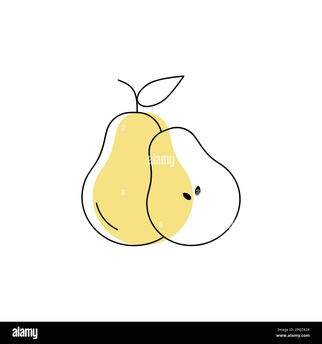 Pear icon. Vector one line doodle fruit. Vegan healthy food for ...