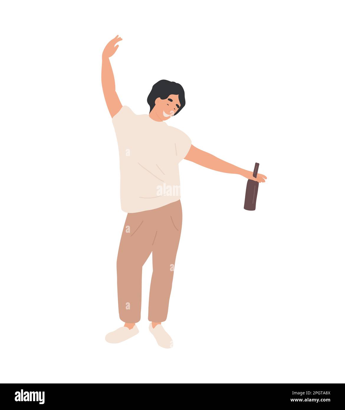 Boozy Drunk Man Walking Tipsy, Alcoholism concept Stock Vector Image