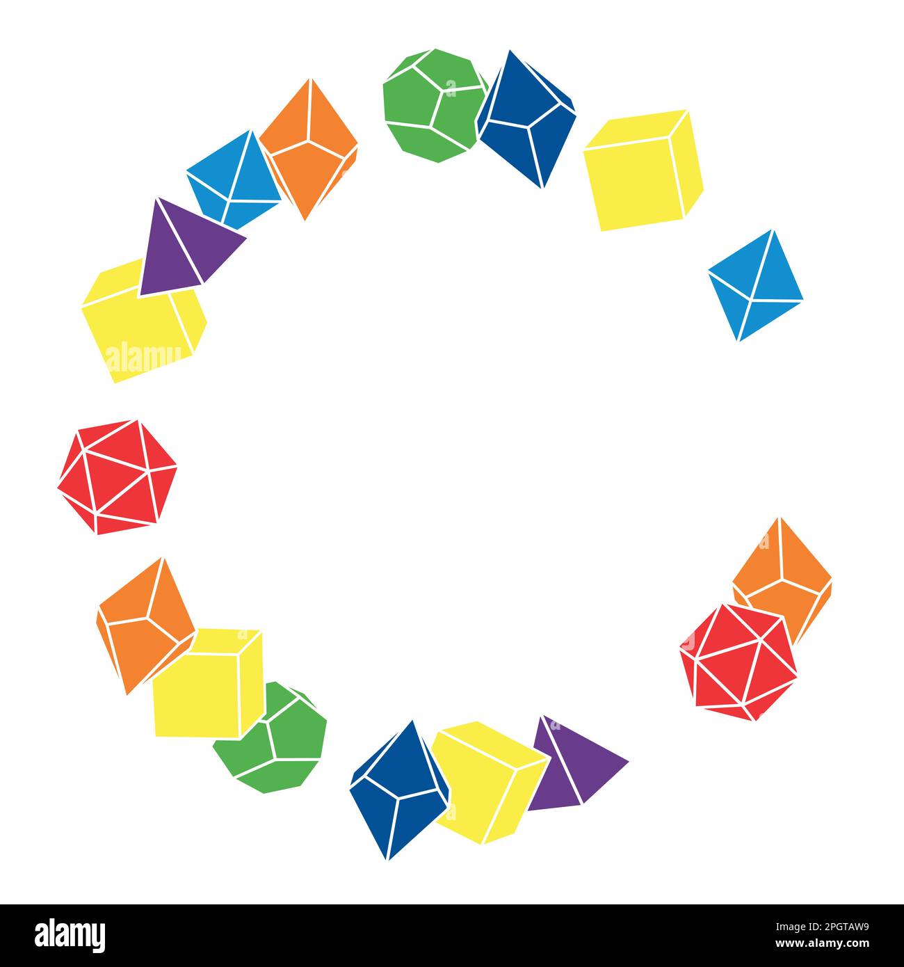 Multicolored dice frame in round shape, hand draw Stock Vector Image