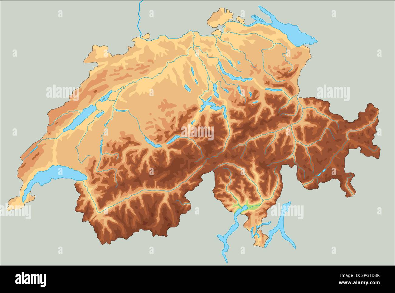 High detailed Switzerland physical map. Stock Vector