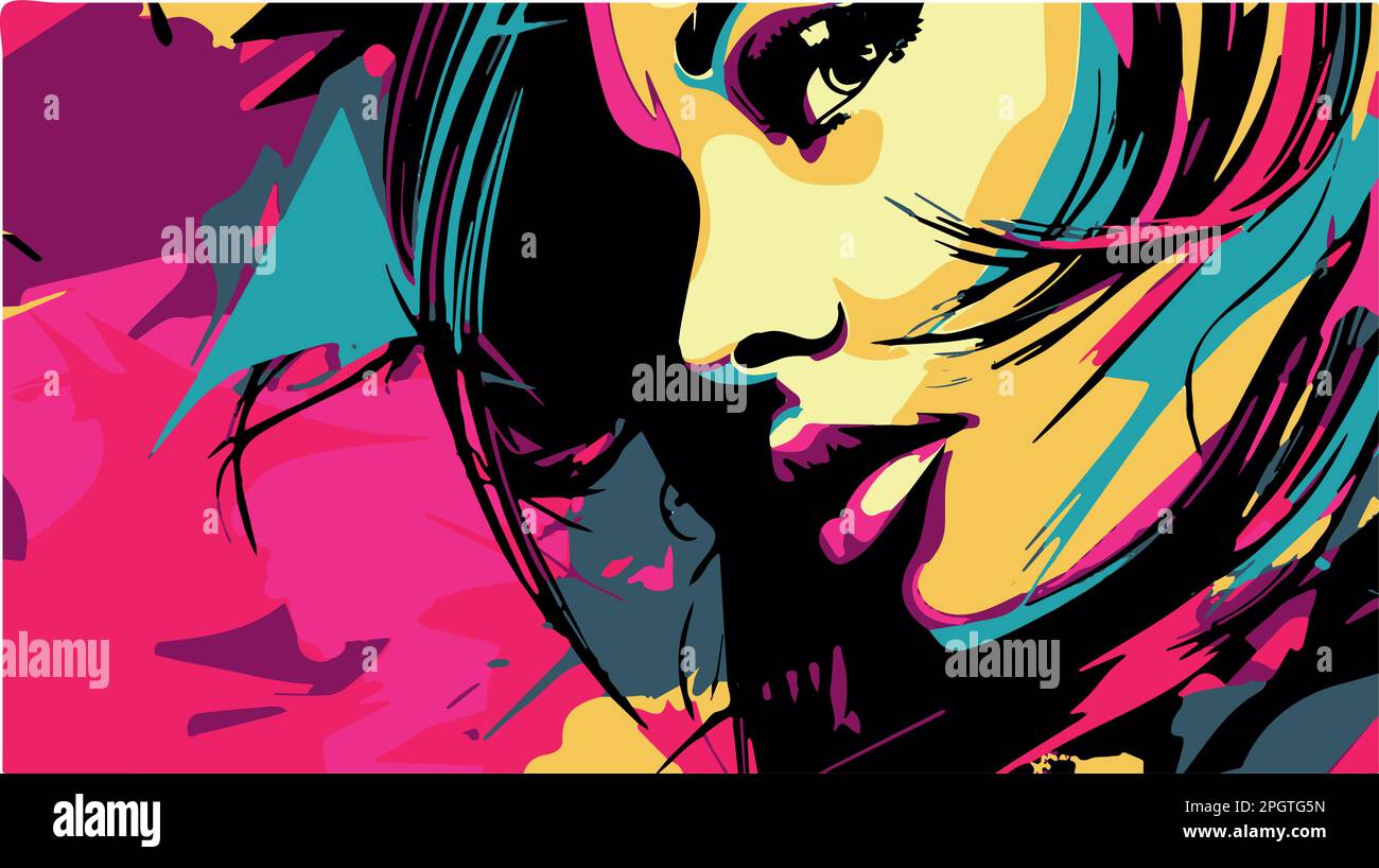 Woman Graffiti Street Art Fashion Vector Graphic Beautiful Strong