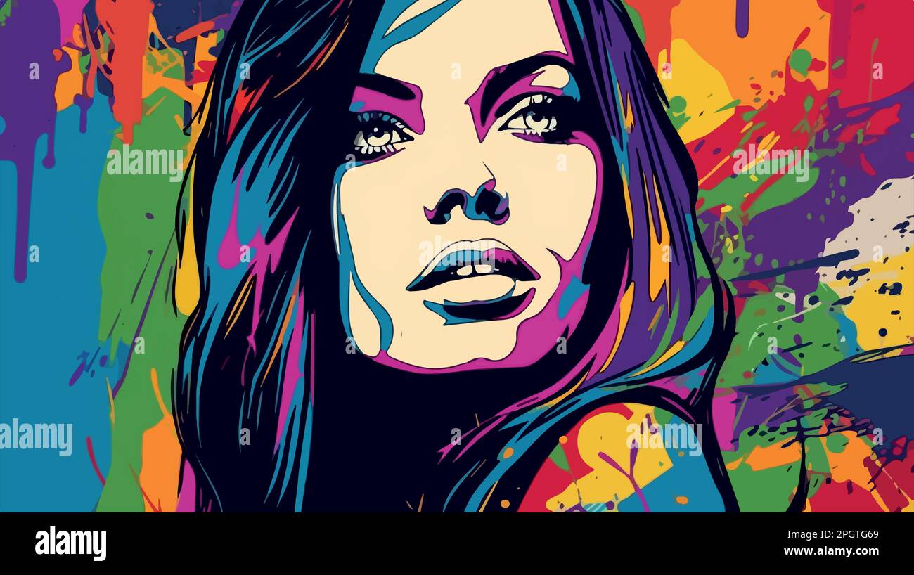 Woman, graffiti street art fashion. Vector graphic, beautiful, strong