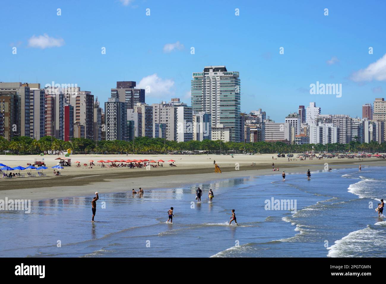 SANTOS, BRAZIL - MARCH 16, 2023: Praia do José Menino beach, Santos, Brazil Stock Photo