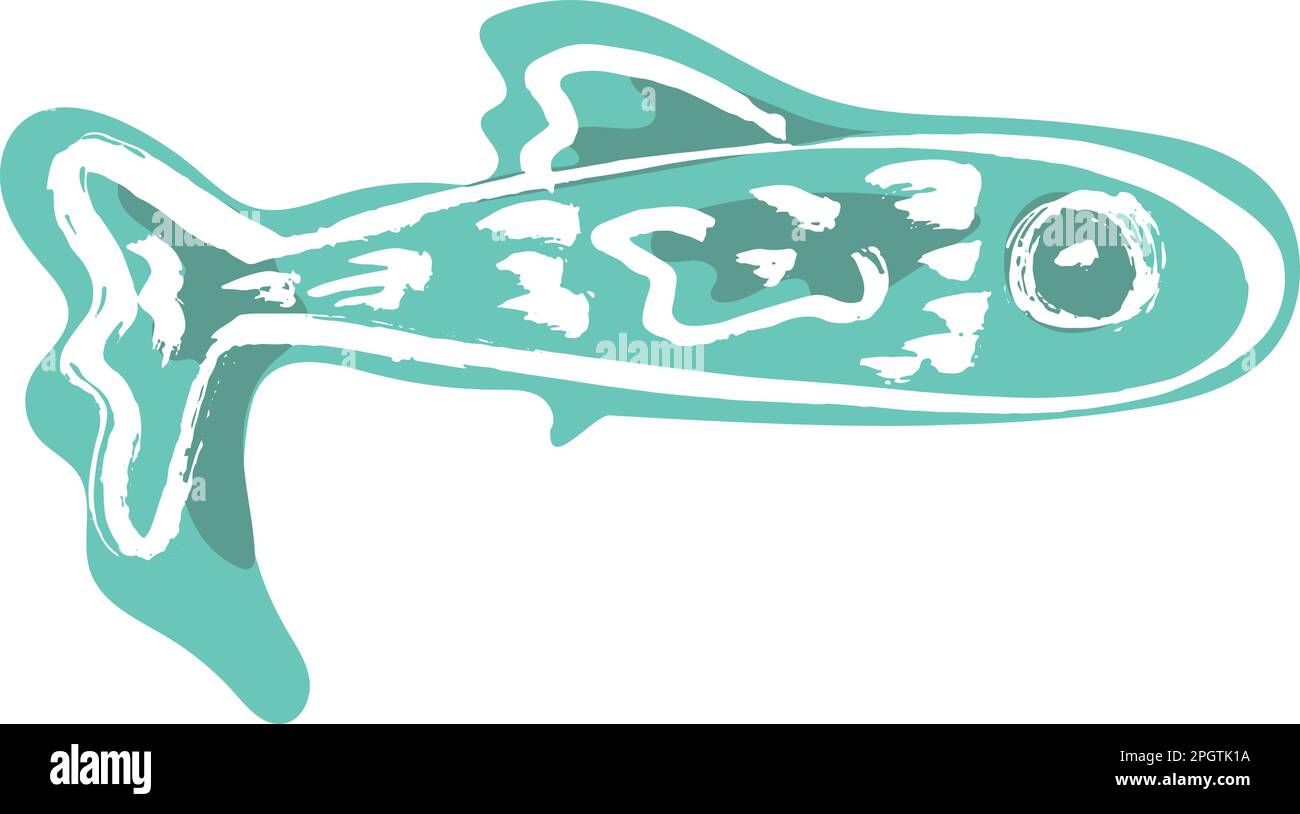 Artwork Dry Brush Ink Blue Fish Print Stock Vector Image & Art - Alamy