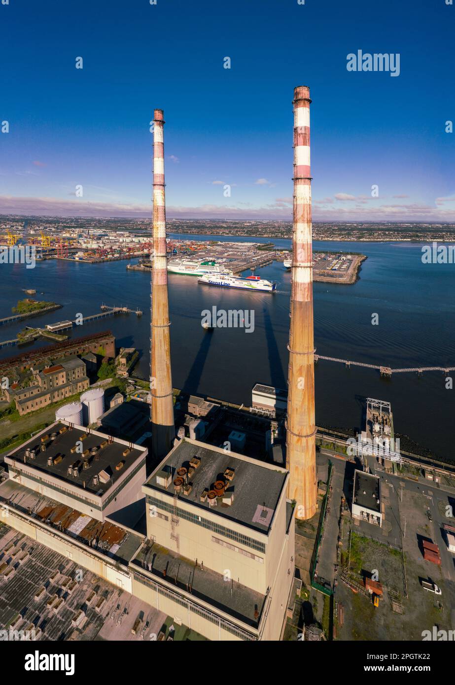 Dublin, Ireland Aerial view of Poolbeg Generating Station known as