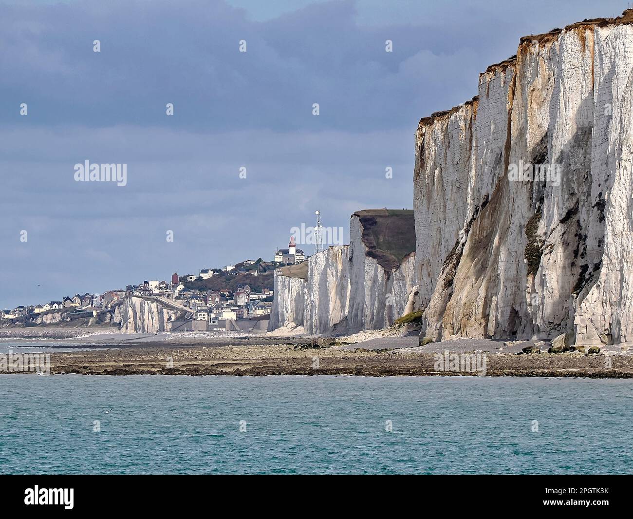Cliff of Le treport, a commune in the Seine-Maritime department in Normandy, in northwestern France. Stock Photo
