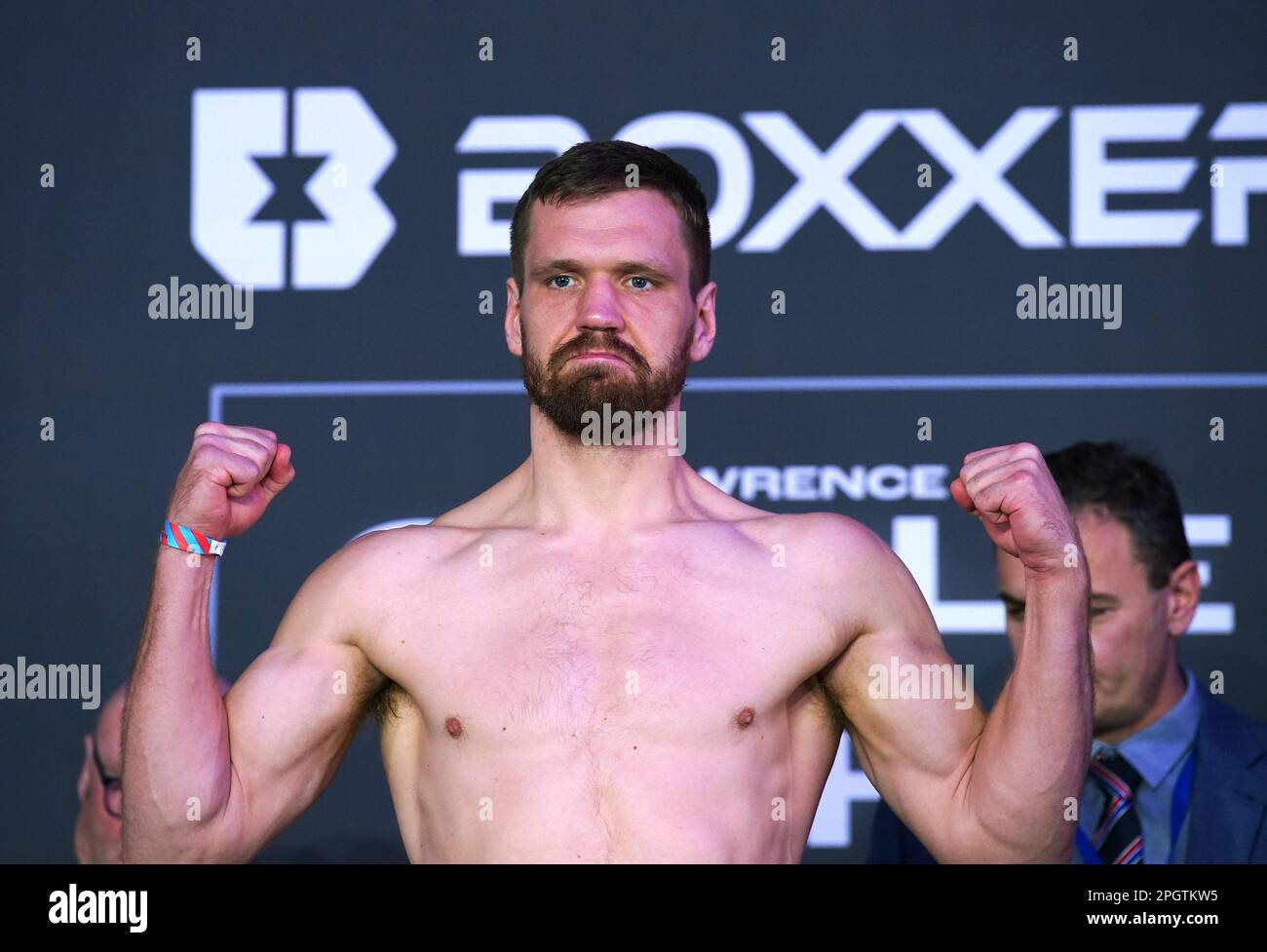 David Light during a weighin at the Love Factory, Manchester. Picture