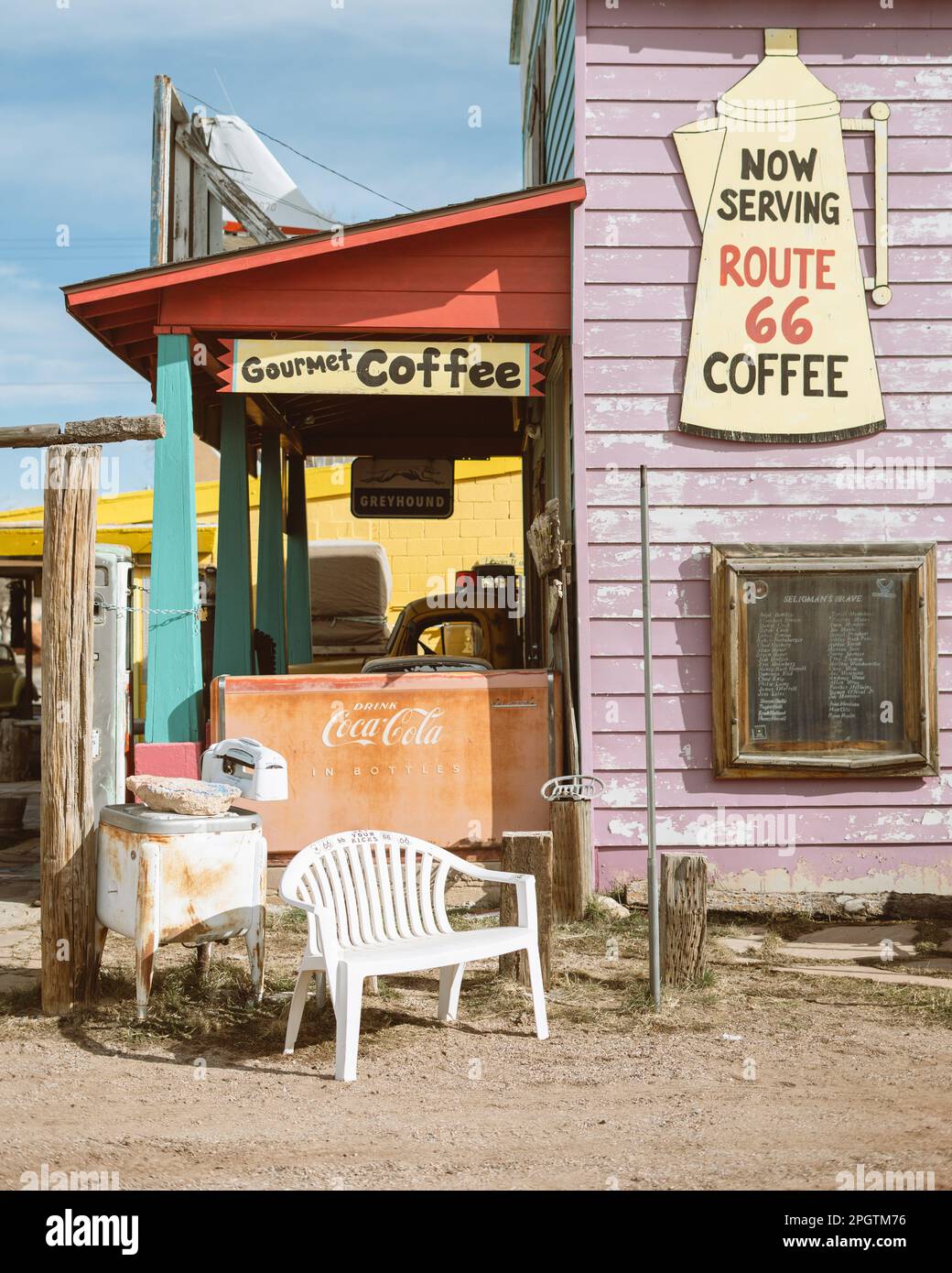 Historic Seligman Sundries vintage signs, Seligman, Arizona Stock Photo