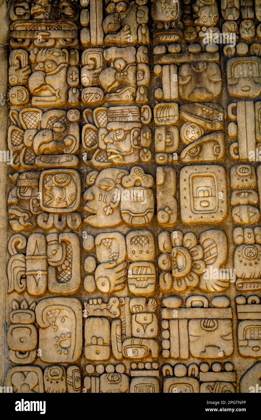Mayan stone patterns in Iximche Guatemala Stock Photo Alamy