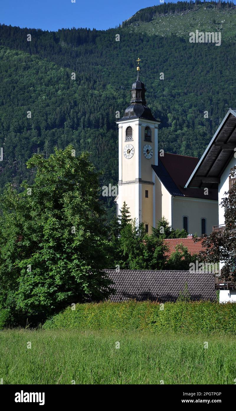 Parish Church Grünau im Almtal in Austria Stock Photo