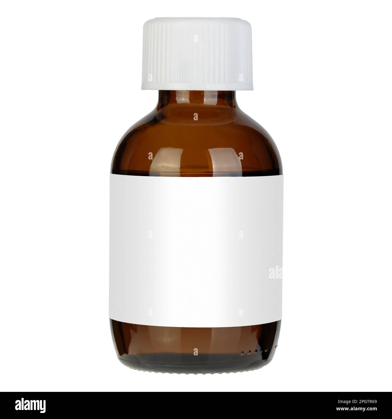Medicine bottle of brown glass isolated on white background with