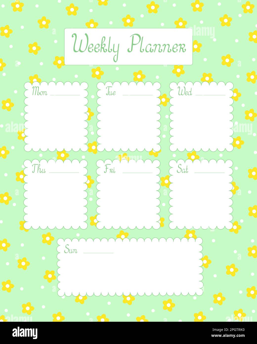 weekly-planner-blank-simple-floral-template-vector-illustration