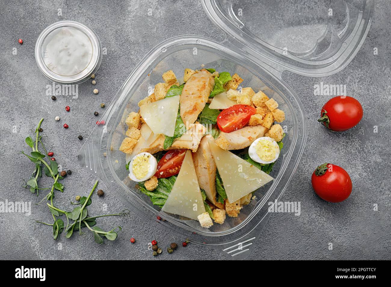 RestaurantQuality Caesar Salad for Delivery or Takeout Stock Photo Alamy