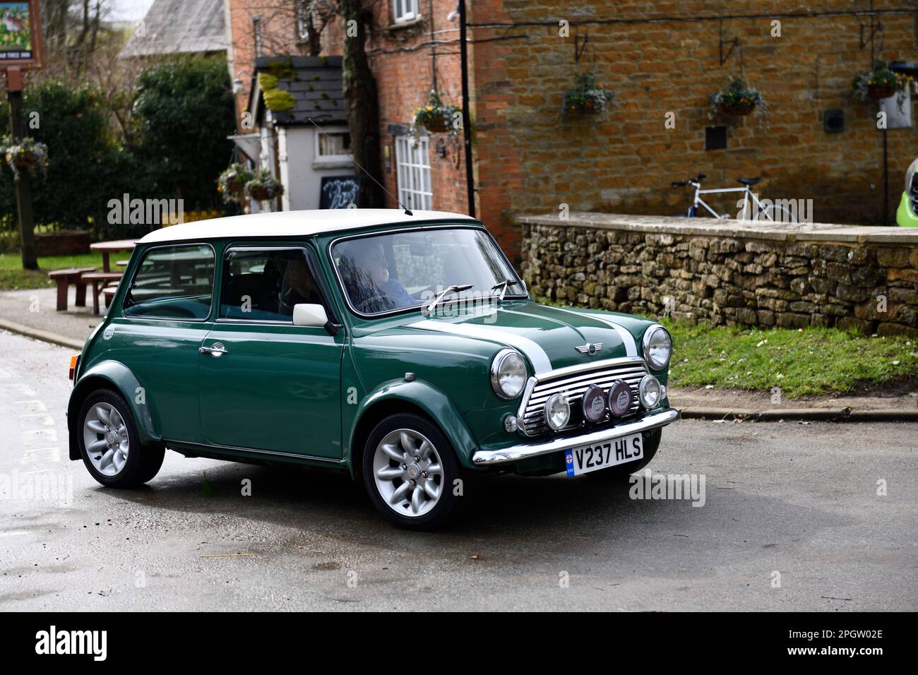 Mini Cooper travelling to the March Classic Car Meeting at Hook Norton ...