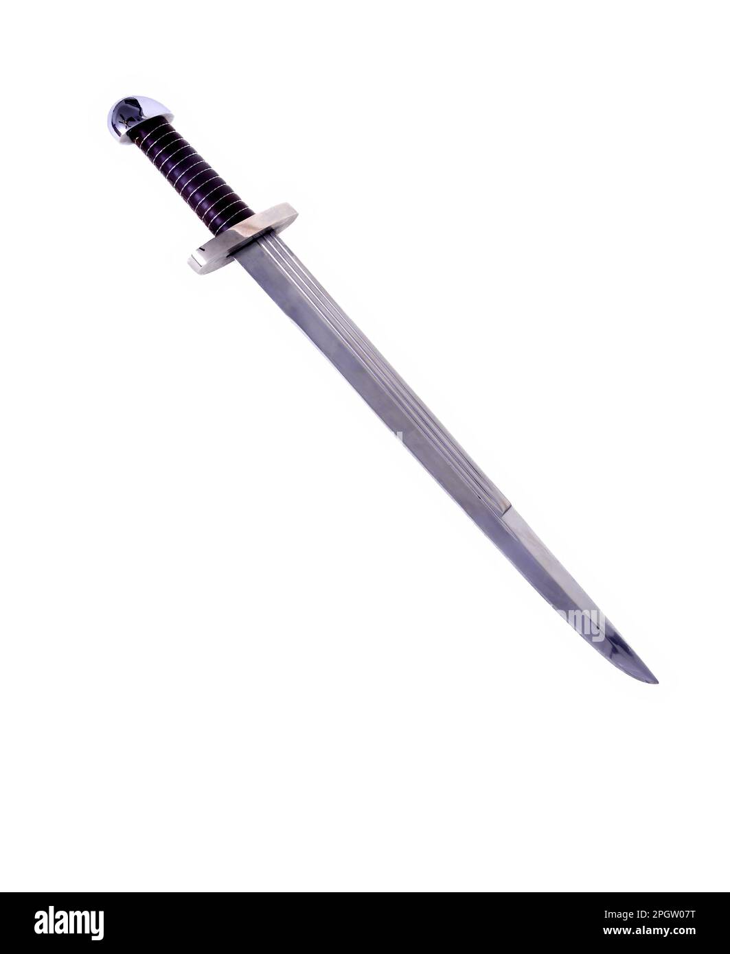 Fantasy sword, blade, guard, and hilt isolated over white Stock Photo