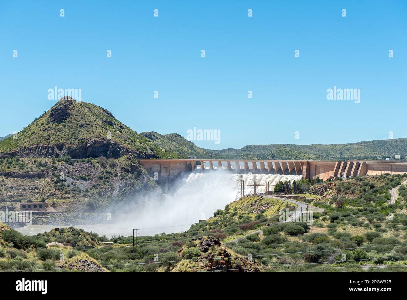 The Vanderkloof Dam overflowing. It is the second largest dam in South